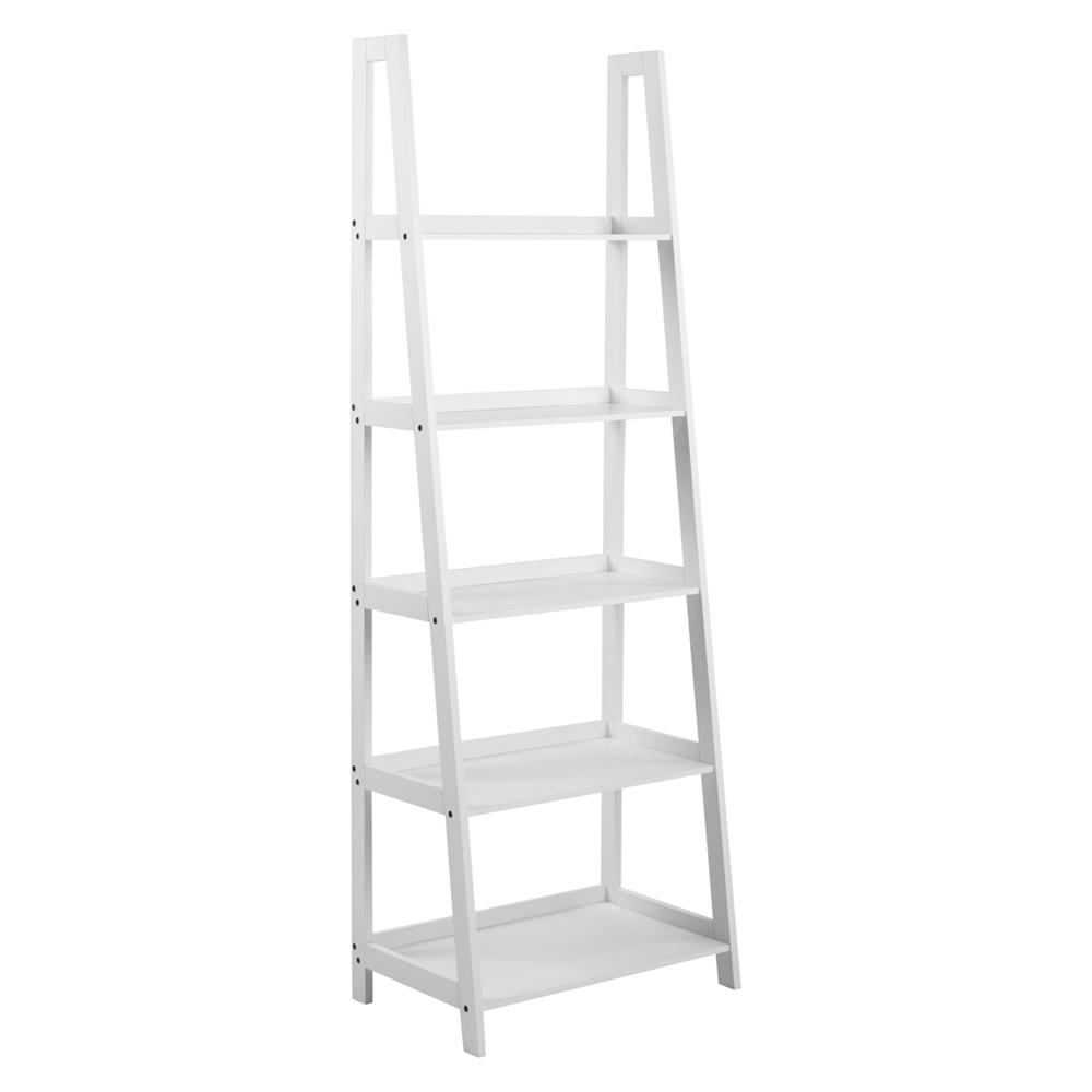 Wayne Wooden Ladder Bookcase With 5 Shelves In White