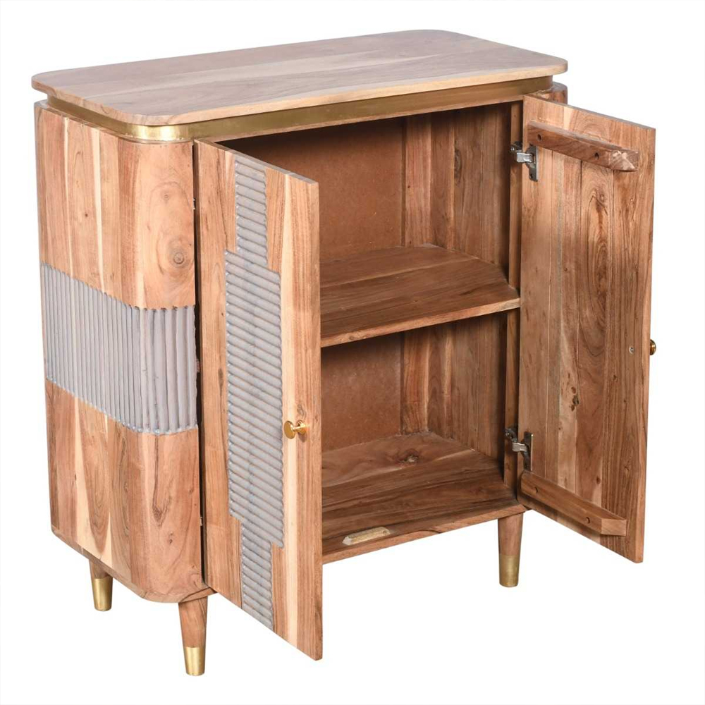 Wayne Wooden Storage Cabinet With 2 Doors In Natural And Grey