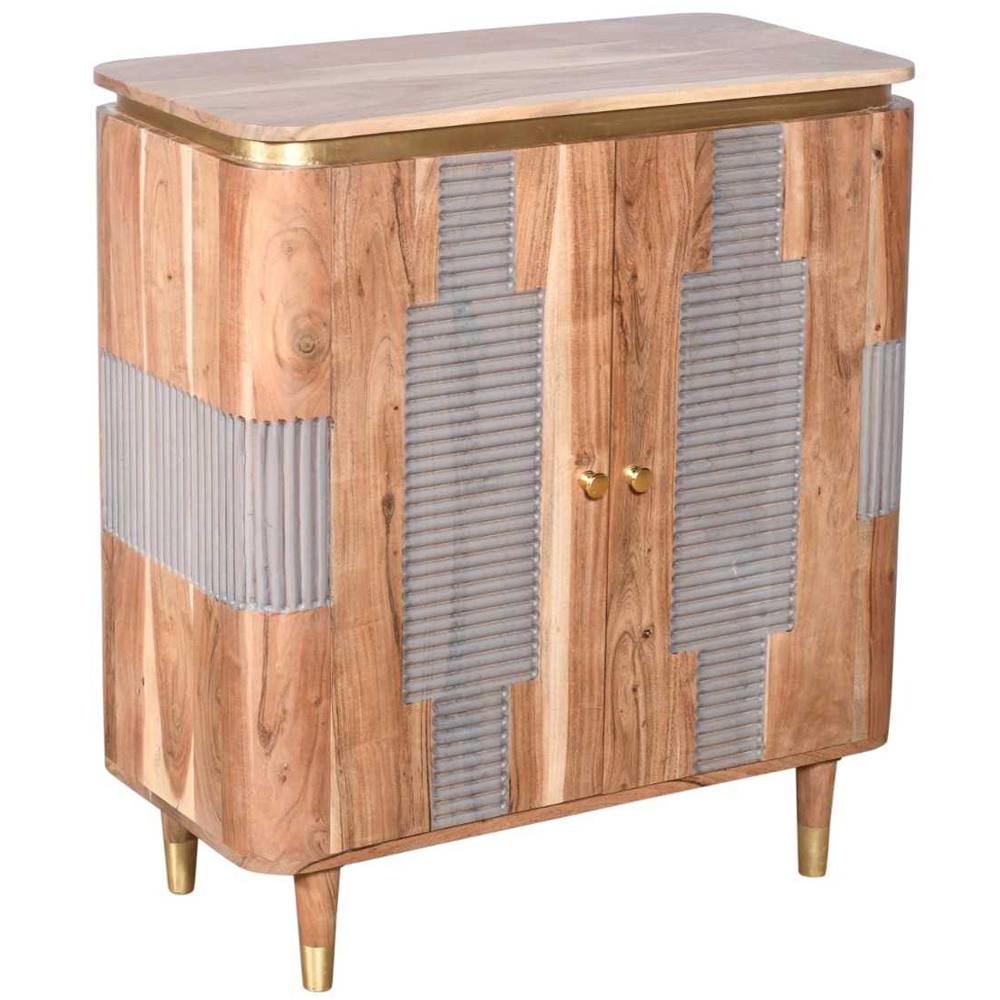 Wayne Wooden Storage Cabinet With 2 Doors In Natural And Grey