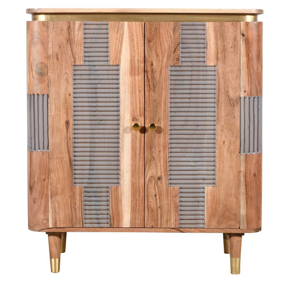 Wayne Wooden Storage Cabinet With 2 Doors In Natural And Grey