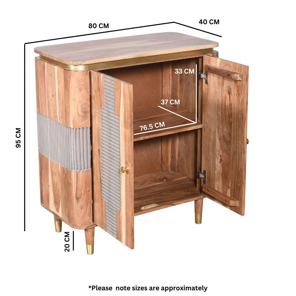 Wayne Wooden Storage Cabinet With 2 Doors In Natural And Grey