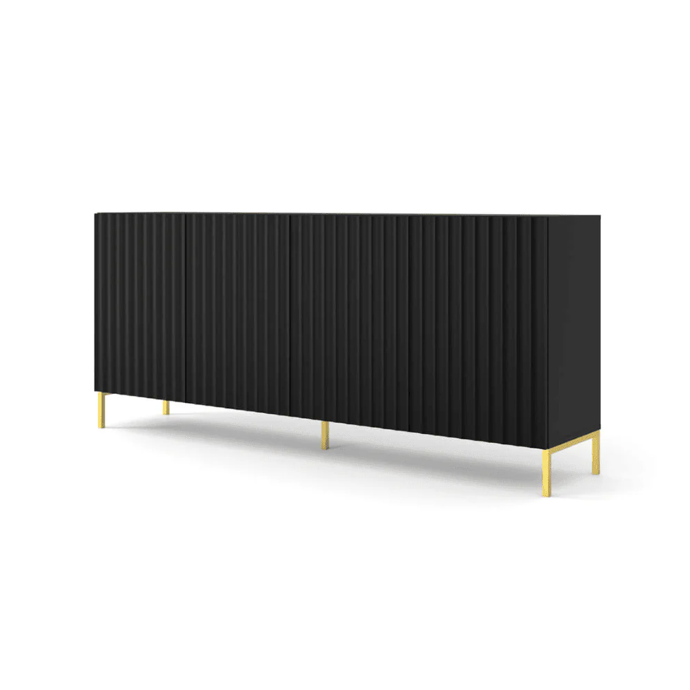 Wayne Wooden Storage Cabinet With 4 Doors In Black
