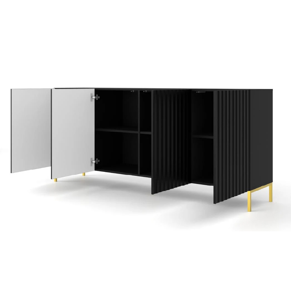 Wayne Wooden Storage Cabinet With 4 Doors In Black