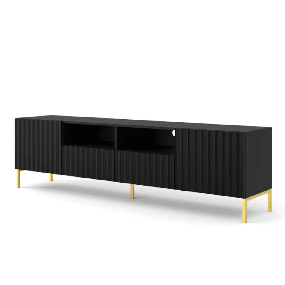 Wayne Wooden TV Stand With 2 Doors 2 Drawers In Black