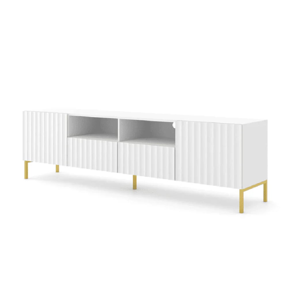 Wayne Wooden TV Stand With 2 Doors 2 Drawers In White