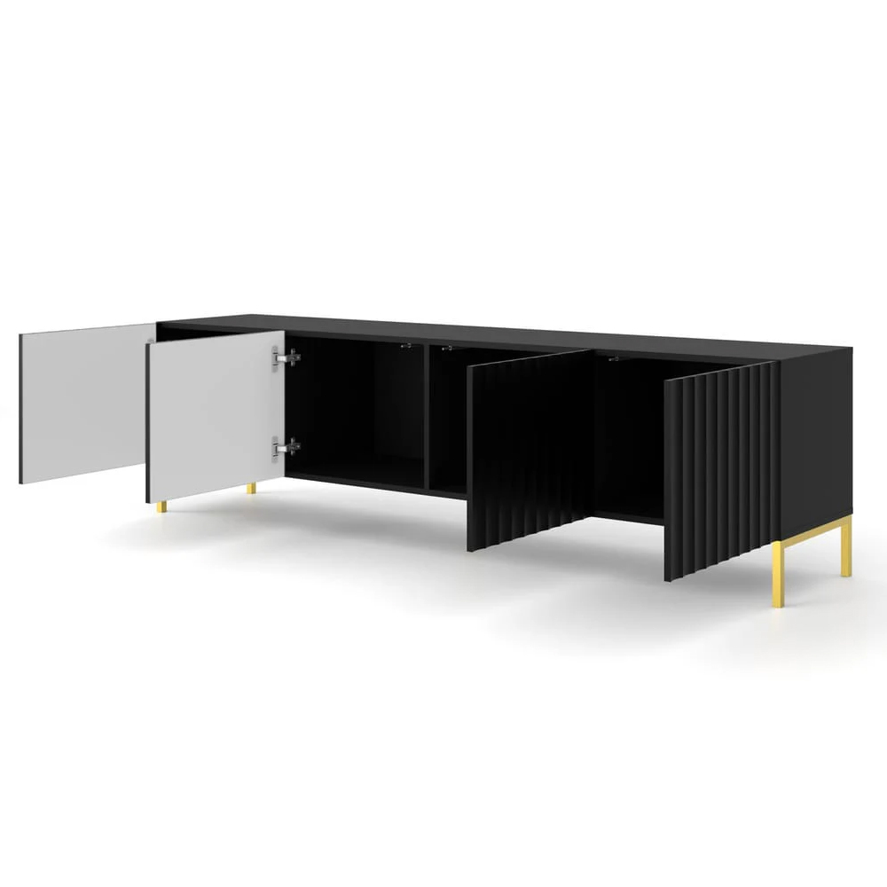 Wayne Wooden TV Stand With 4 Doors In Black