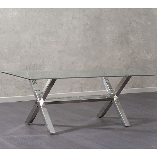 Weaver Glass Dining Table In Clear With Stainless Steel Base_2