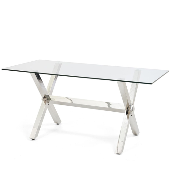 Weaver Glass Dining Table In Clear With Stainless Steel Base_3