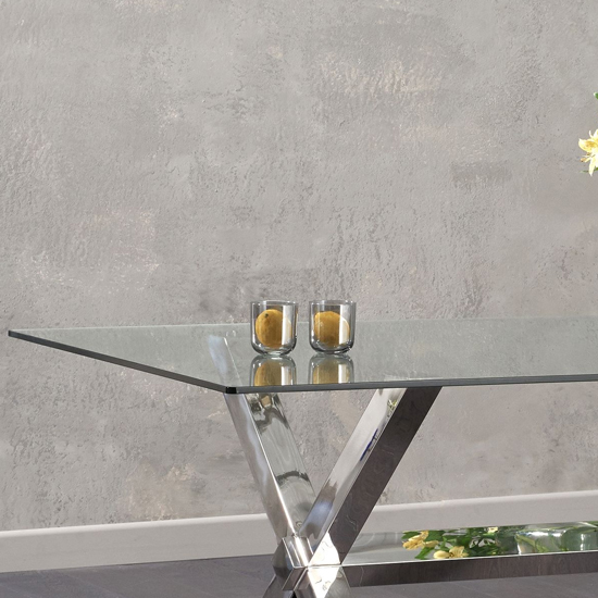 Weaver Glass Dining Table In Clear With Stainless Steel Base_4