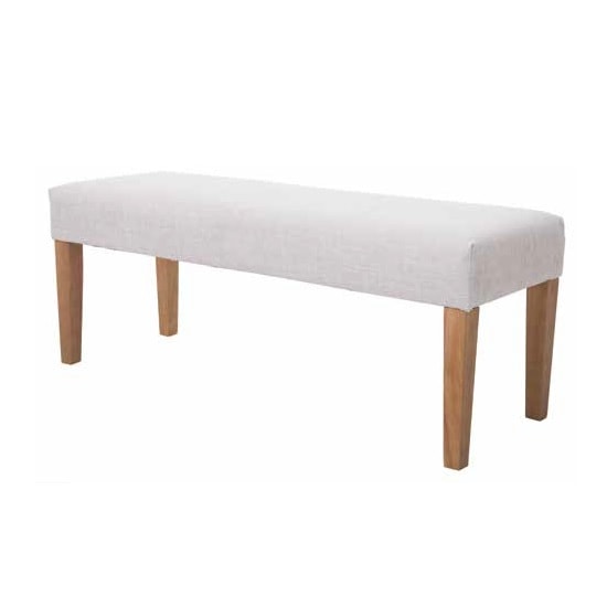 Read more about Webster dining bench in beige fabric with wooden legs