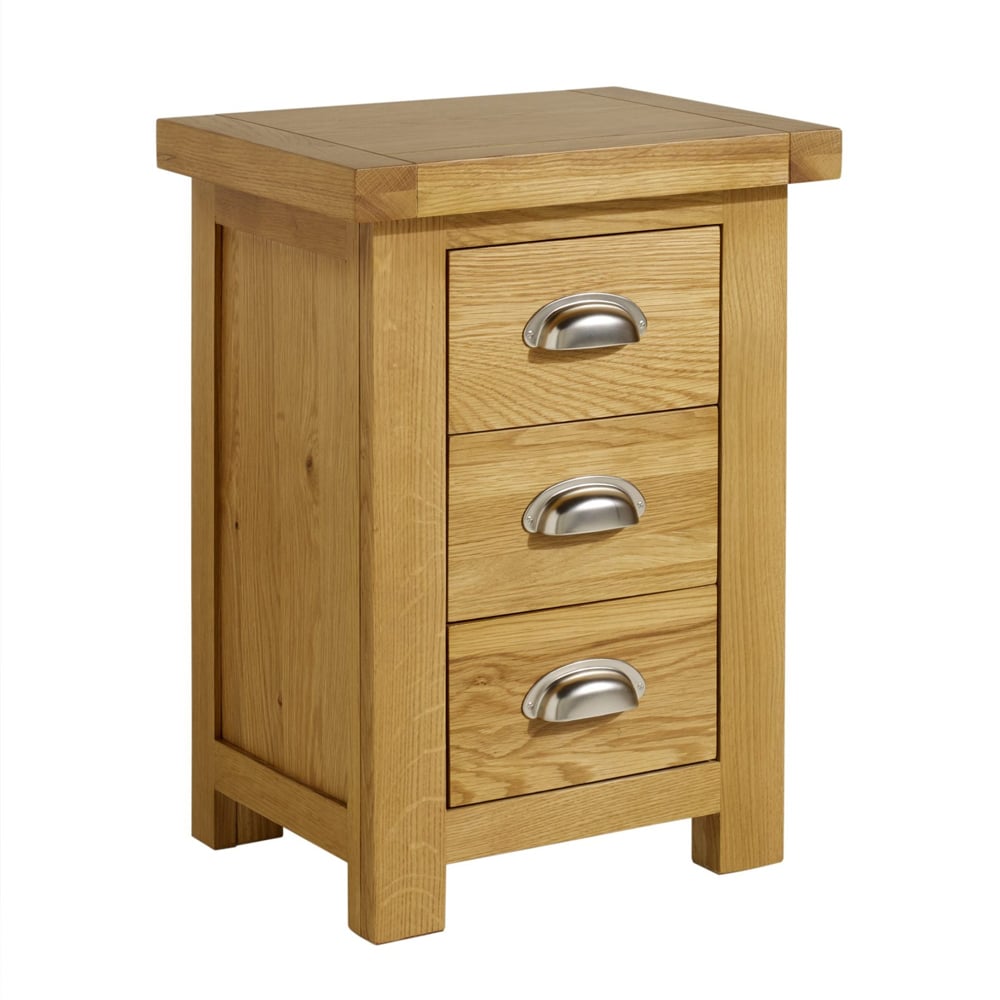 Webworms Small Wooden Bedside Cabinet With 3 Drawers In Oak