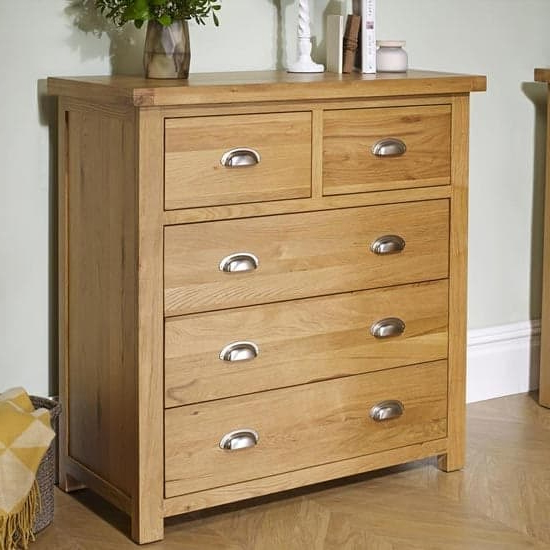 Read more about Webworms wooden chest of 5 drawers in oak