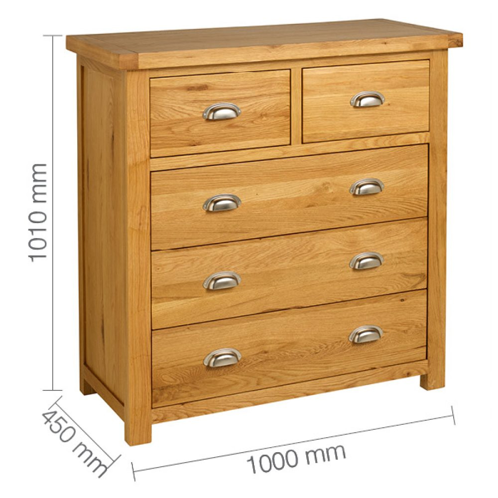 Webworms Wooden Chest Of 5 Drawers In Oak