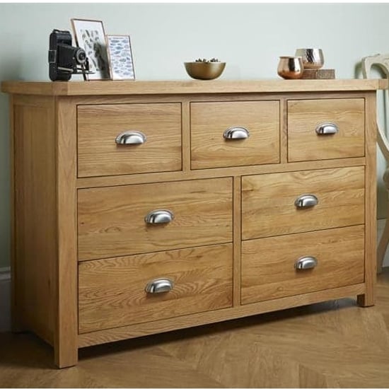 Product photograph of Webworms Wooden Chest Of 7 Drawers In Oak from Furniture in Fashion