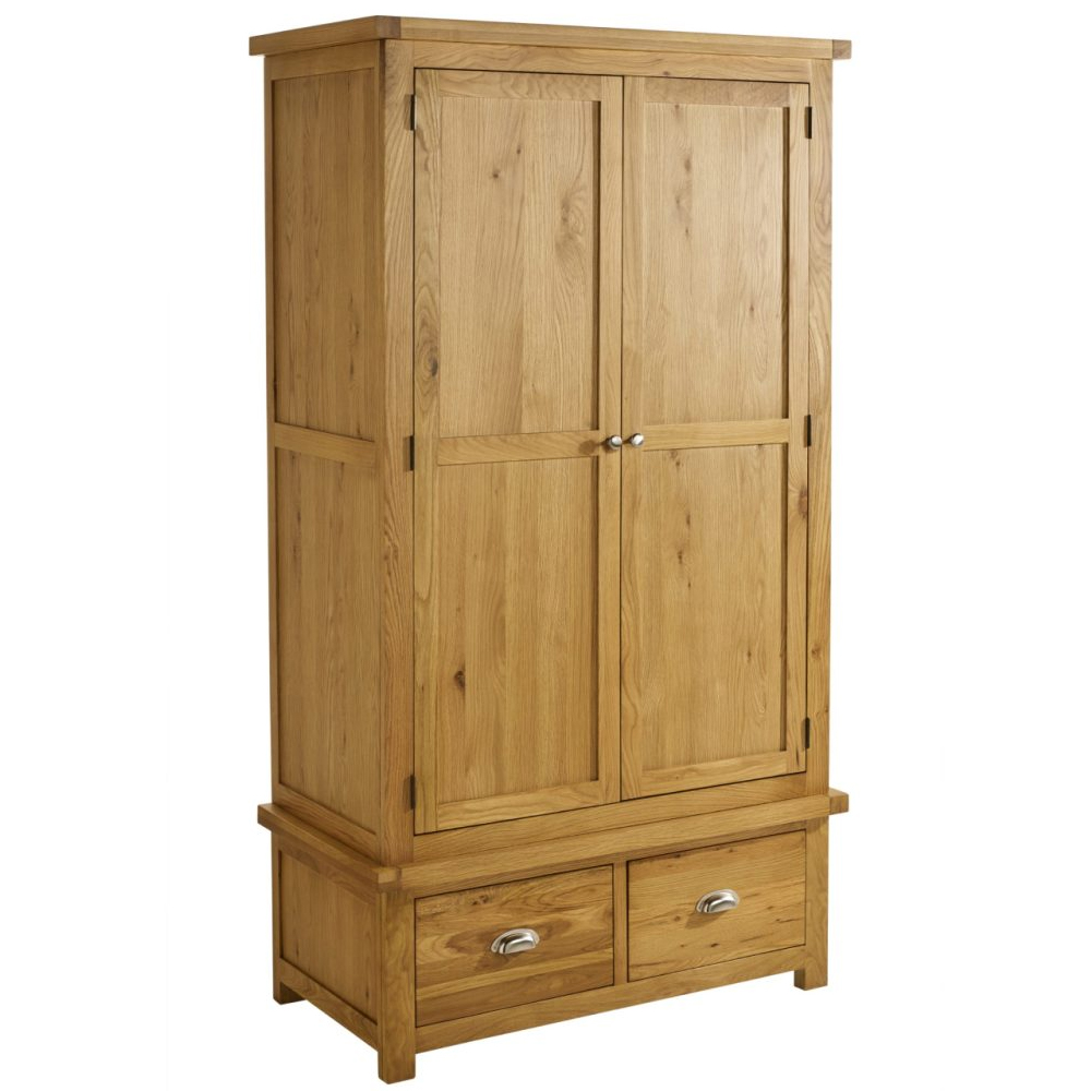 Webworms Wooden Wardrobe With 2 Doors 2 Drawers In Oak