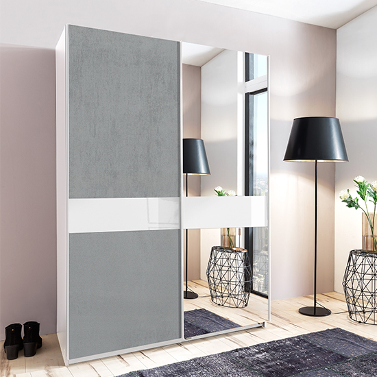 Read more about Weimar sliding door mirrored wardrobe in concrete effect