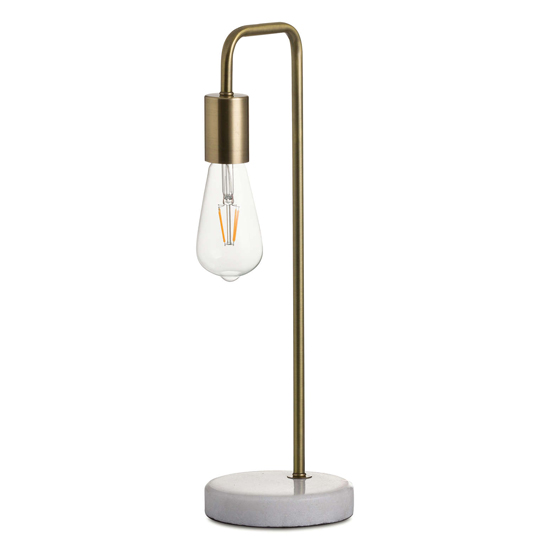 Read more about Weir metal industrial table lamp in brass with marble base