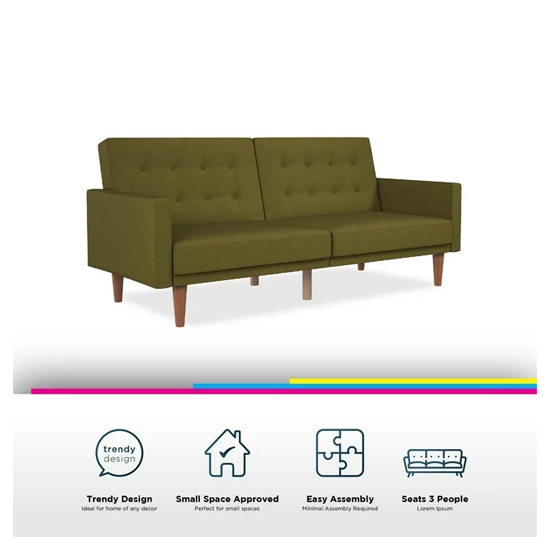 Weiser Fabric Sofa Bed With Oak Legs In Green