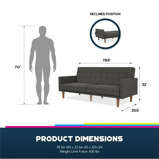 Weiser Fabric Sofa Bed With Oak Legs In Grey