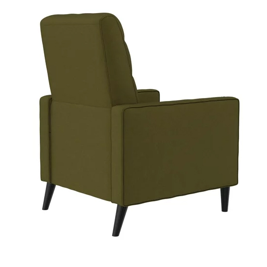 Weiser Fabric Recliner Chair With Oak Legs In Olive Green