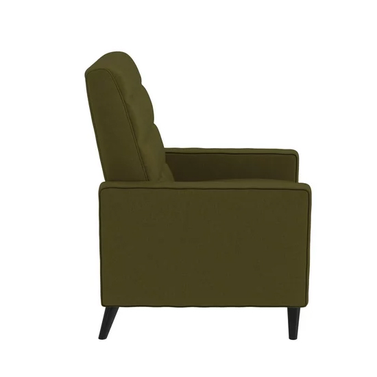 Weiser Fabric Recliner Chair With Oak Legs In Olive Green