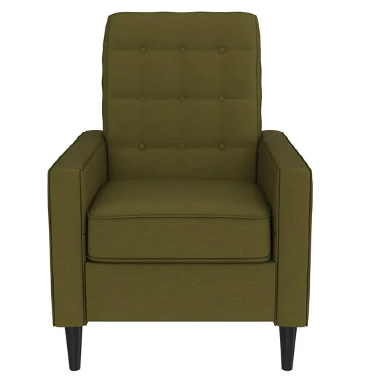 Weiser Fabric Recliner Chair With Oak Legs In Olive Green