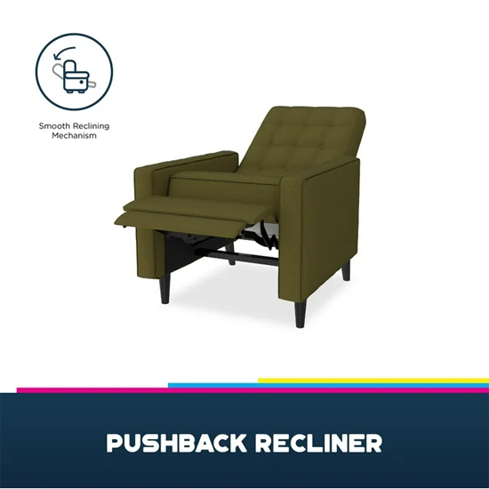 Weiser Fabric Recliner Chair With Oak Legs In Olive Green