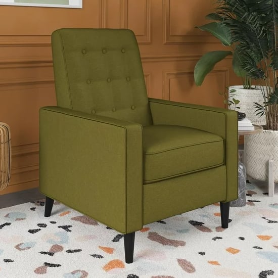 Read more about Weiser fabric recliner chair with oak legs in olive green