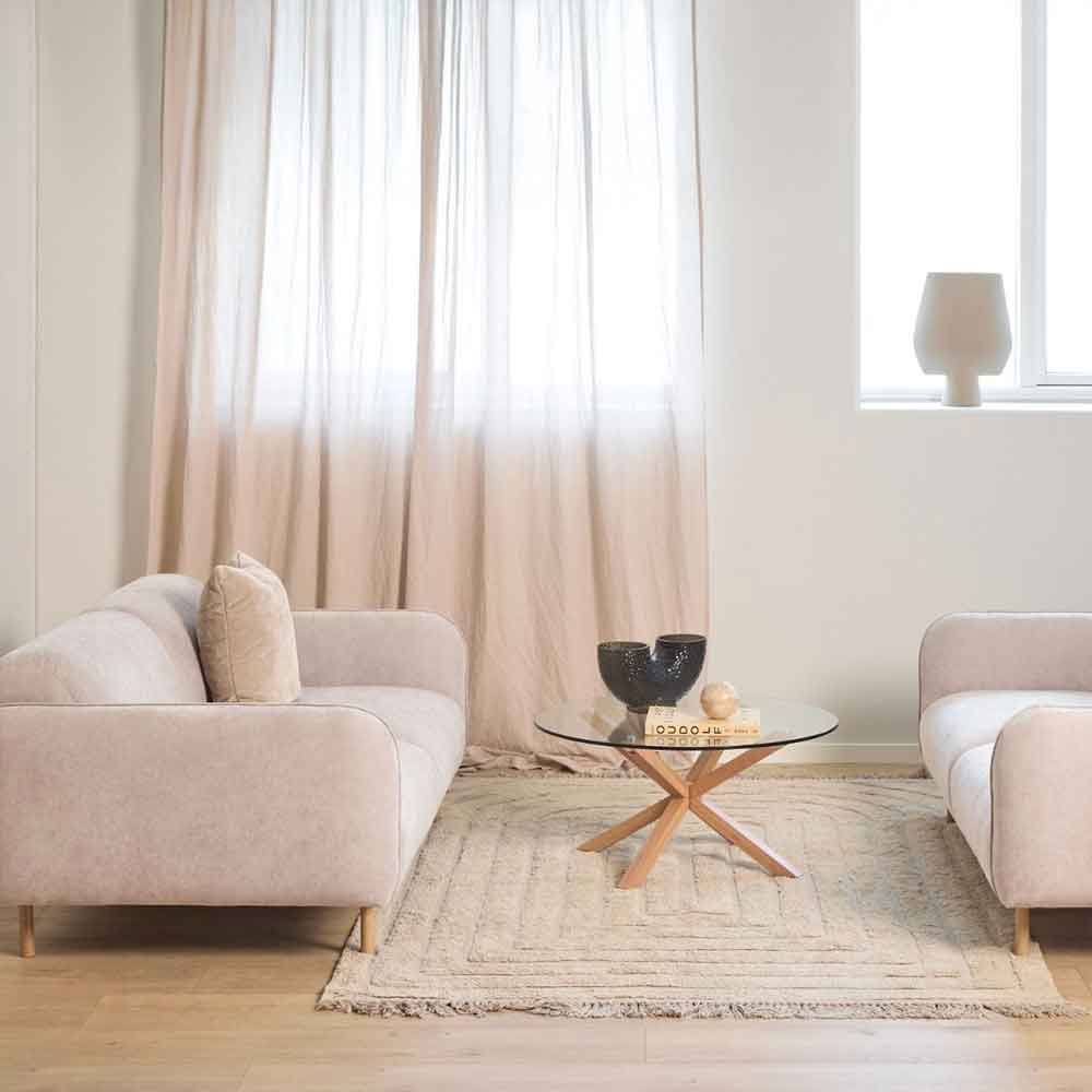 Welch Fabric 2.5+2.5 Seater Sofa Set In Fay Beige