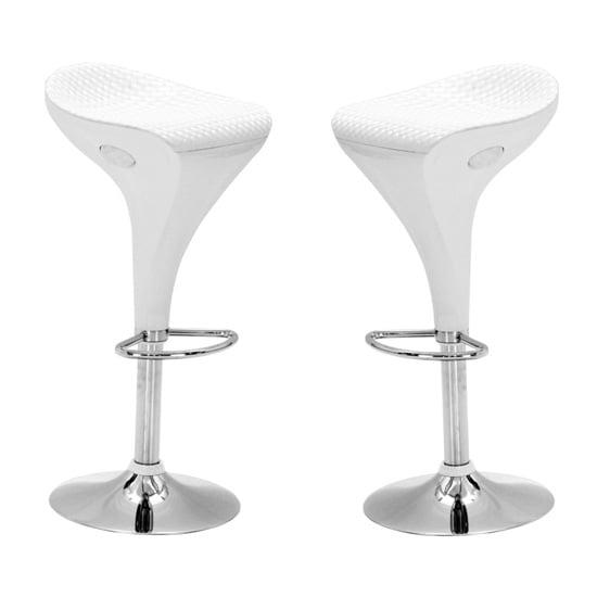 Read more about Welford faux leather bar stools in white high gloss in pair