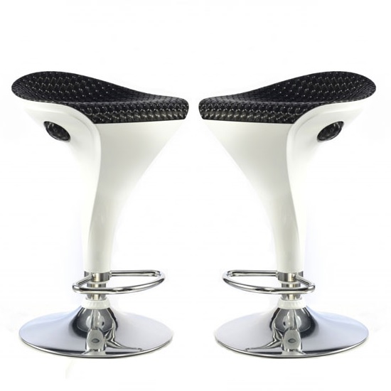 Product photograph of Walta Bar Stool In Black And White Gloss In A Pair from Furniture in Fashion