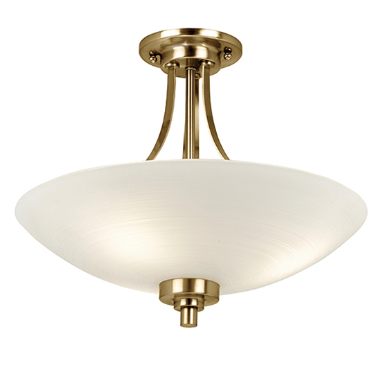 Photo of Welles 3 lights white glass ceiling light in antique brass