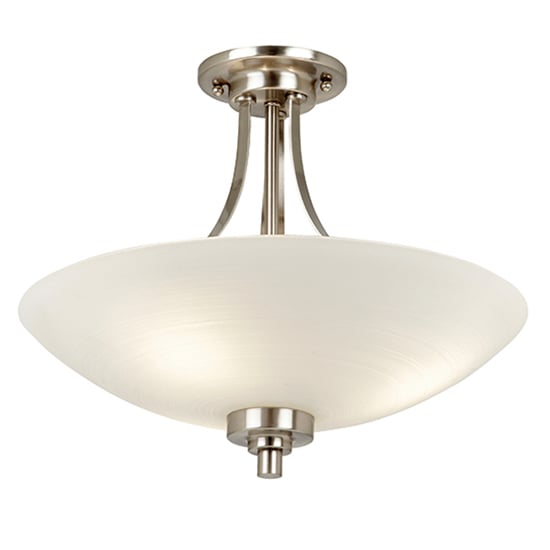 Read more about Welles 3 lights white glass ceiling light in satin chrome