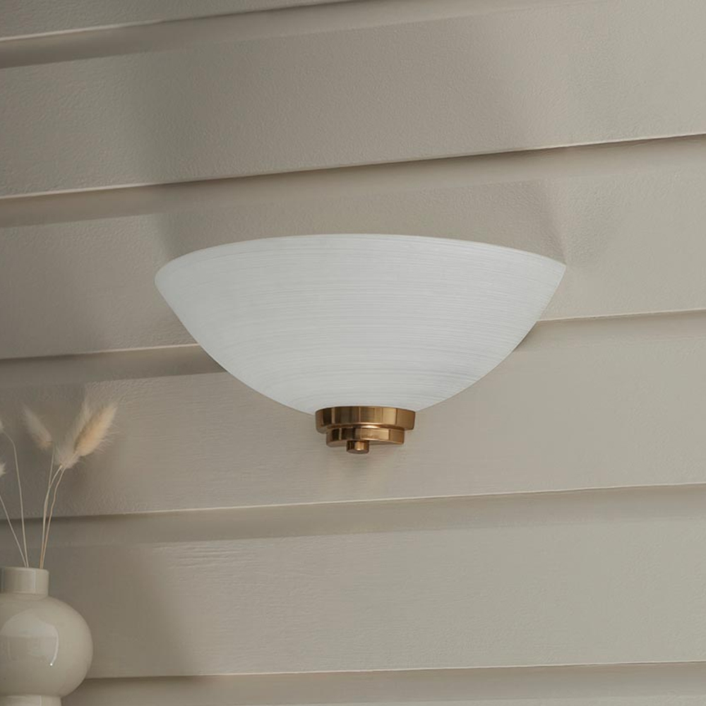 Welles White Glass Wall Light In Brushed Aged Brass