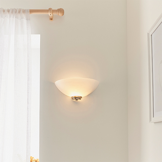 Welles White Glass Wall Light In Satin Chrome