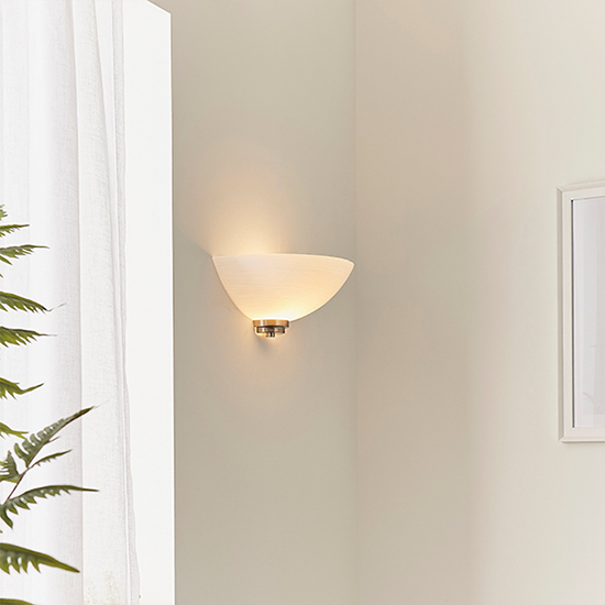 Welles White Glass Wall Light In Satin Chrome