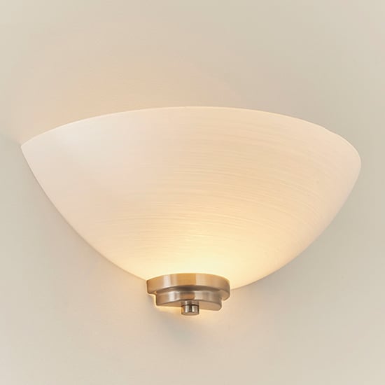 Read more about Welles white glass wall light in satin chrome