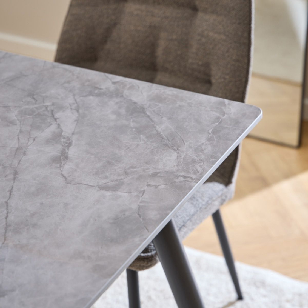 Wellford Ceramic Dining Table Rectangular In Grey And Black