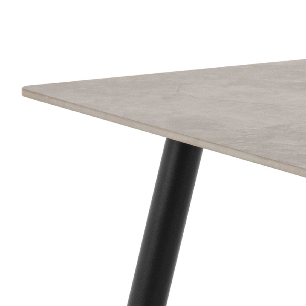 Wellford Ceramic Dining Table Rectangular In Grey And Black