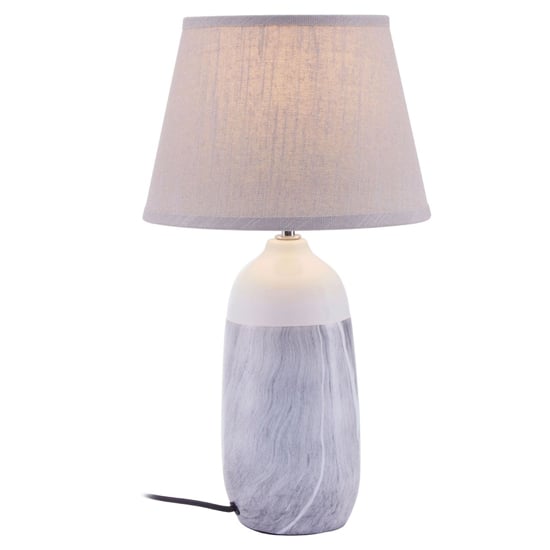 Welmon Beige Fabric Shade Table Lamp With Dark Grey Base_1