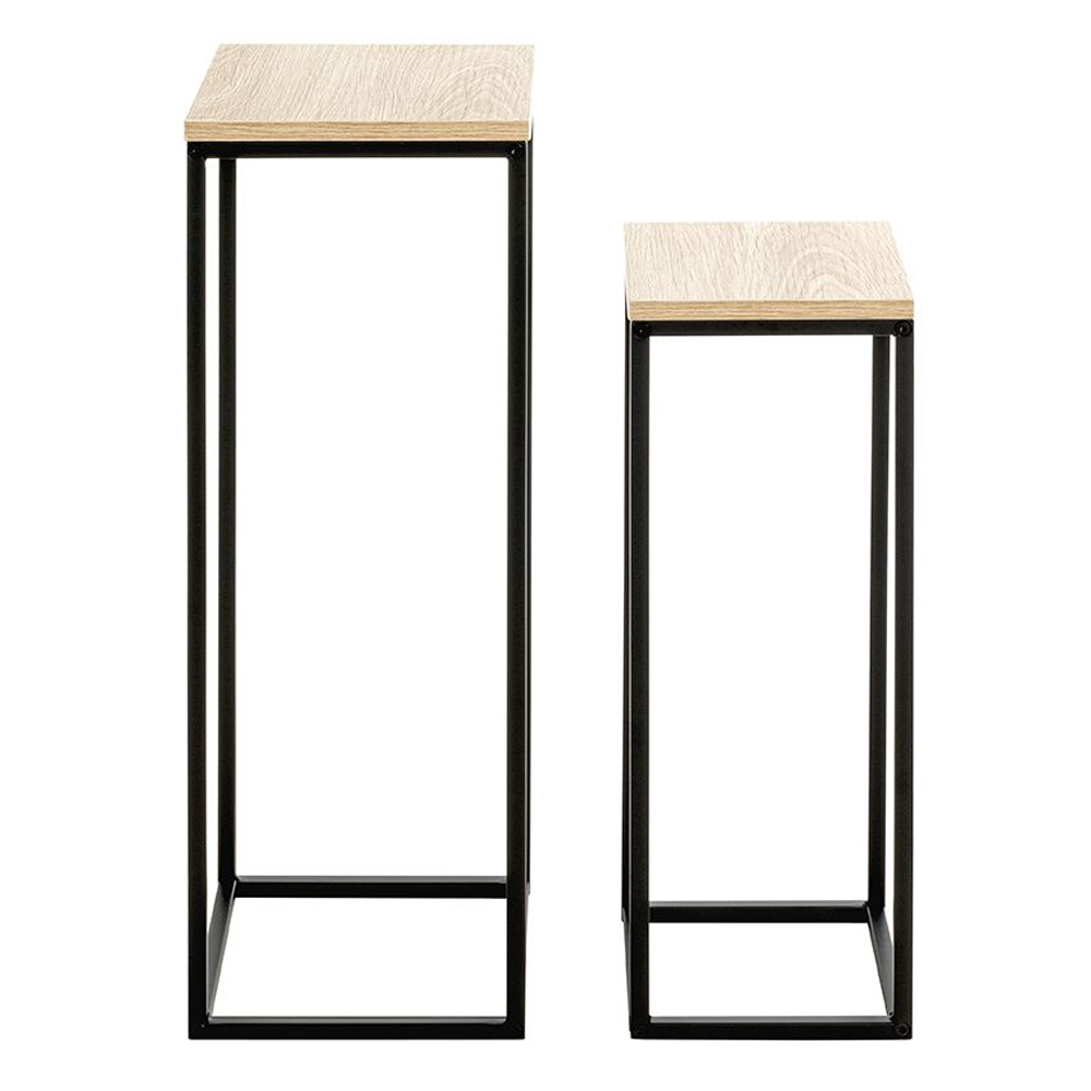 Wembley Wooden Set Of 2 Planter In Oak And Black