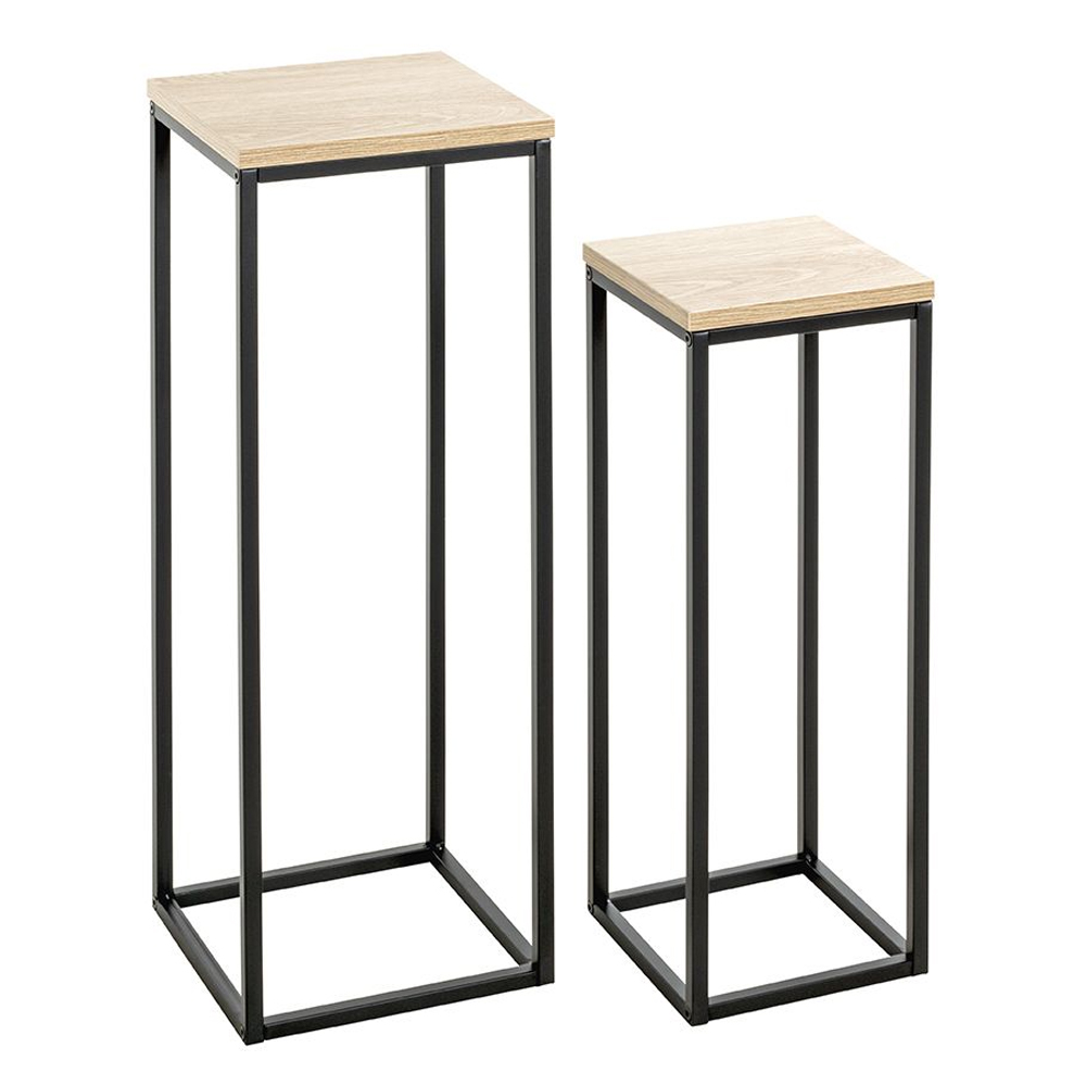 Wembley Wooden Set Of 2 Planter In Oak And Black