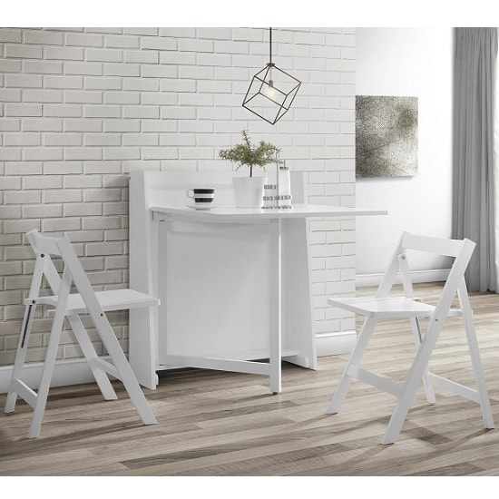 Hanaye Folding Console In To A Dining Table Set In White