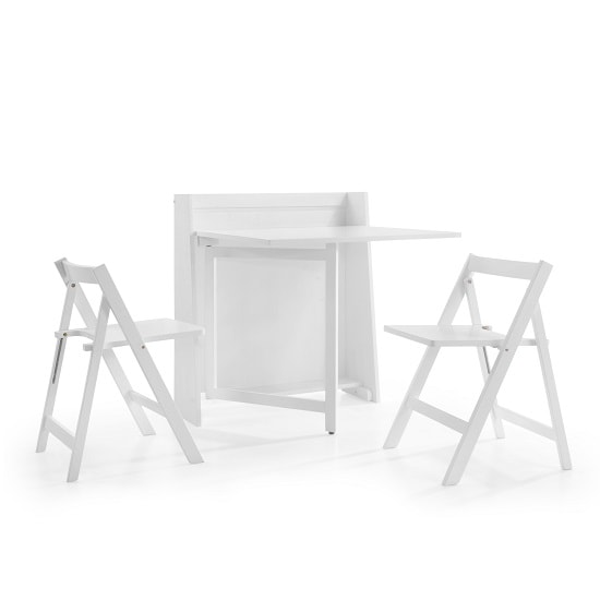 Hanaye Folding Console In To A Dining Table Set In White