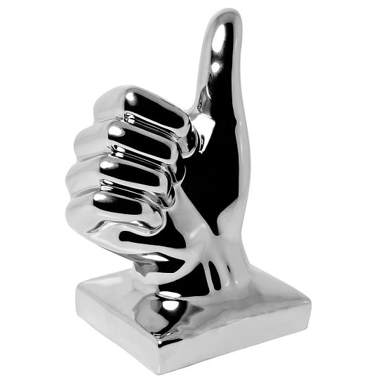 Photo of Wendy modern thumbs up sign ceramic sculpture in silver