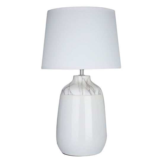 Wenira White Fabric Shade Table Lamp With Ceramic Base