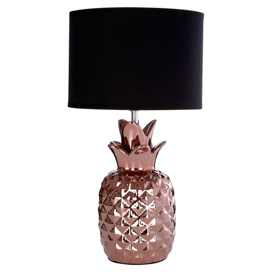 Photo of Wenka black fabric shade table lamp with copper ceramic base