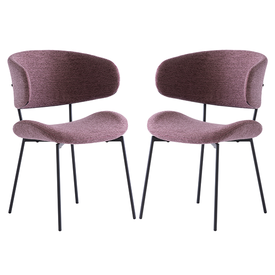Wera Dusty Rose Fabric Dining Chairs With Black Legs In Pair