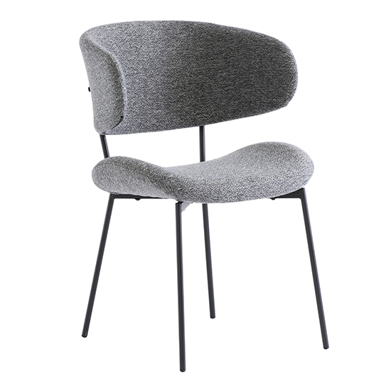 Photo of Wera fabric dining chair in dark grey with black legs