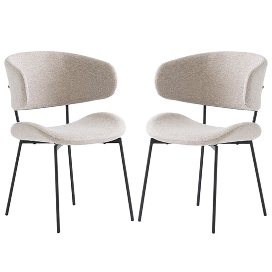 Read more about Wera linen fabric dining chairs with black legs in pair